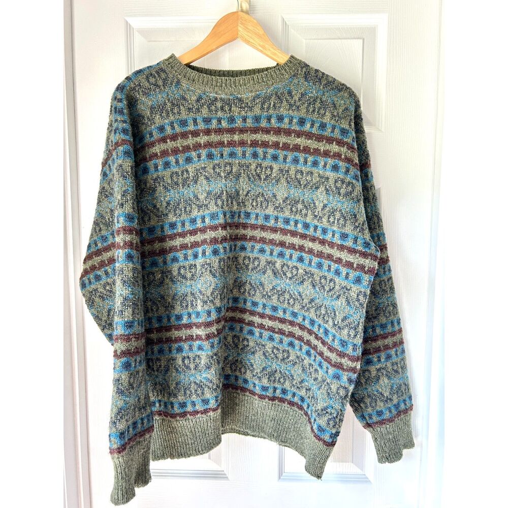 Vintage Pendleton Lobo Striped Virgin Wool Sweater Medium Mens 80s